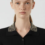 Siyah İnci Detaylı Önden Düğmeli Elbise  Mısırlı 1951