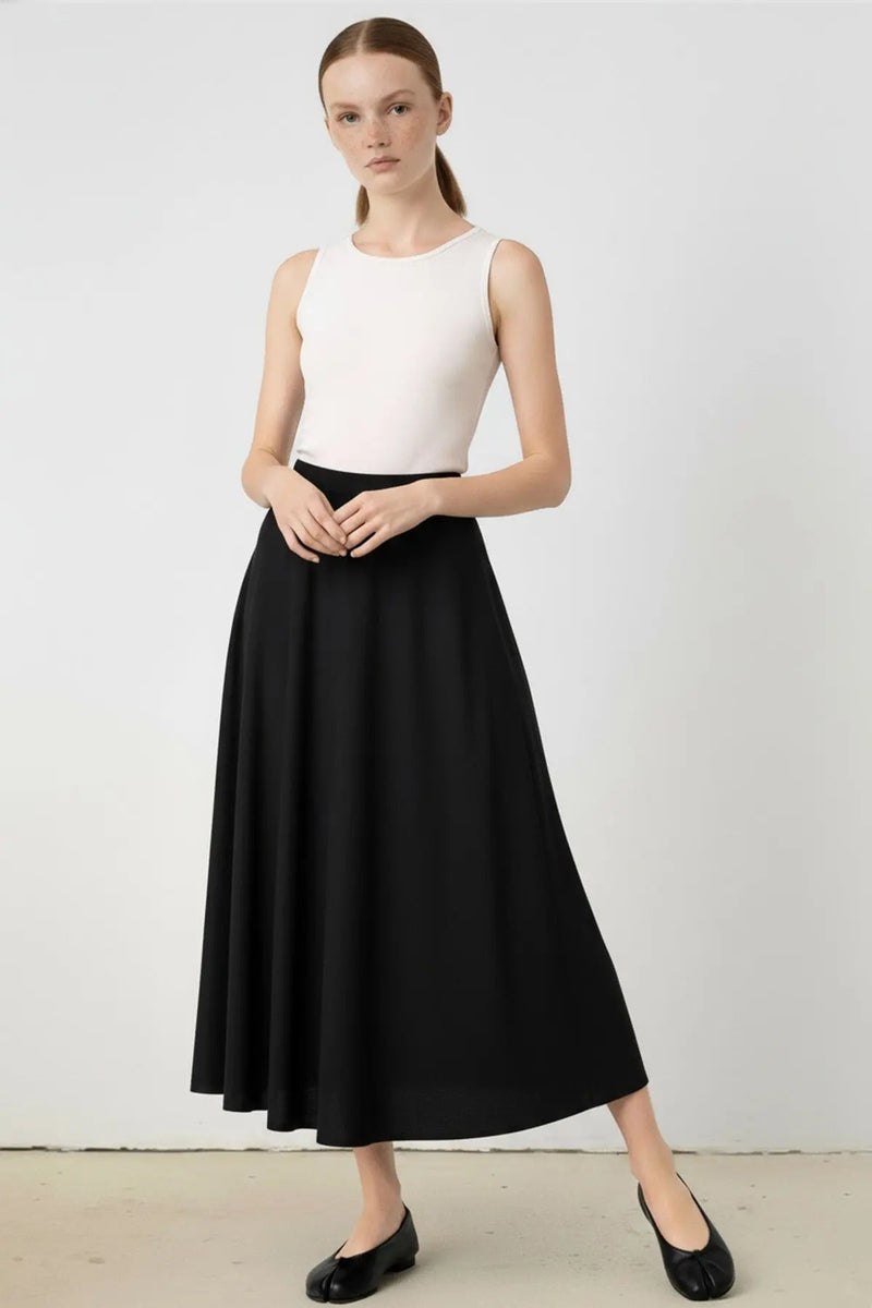 Siyah Pileli Kloş Midi Etek  Mısırlı 1951