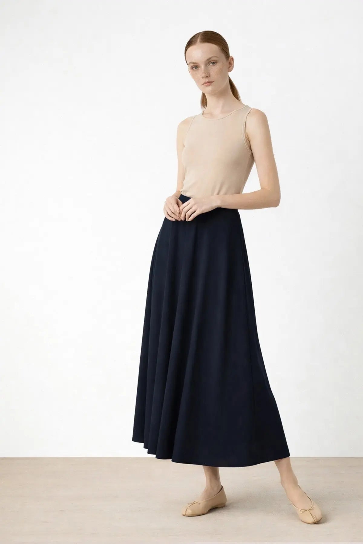 Lacivert Pileli Kloş Midi Etek  Mısırlı 1951