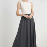 Koyu Gri Pileli Kloş Midi Etek  Mısırlı 1951