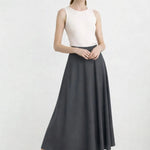 Koyu Gri Pileli Kloş Midi Etek  Mısırlı 1951