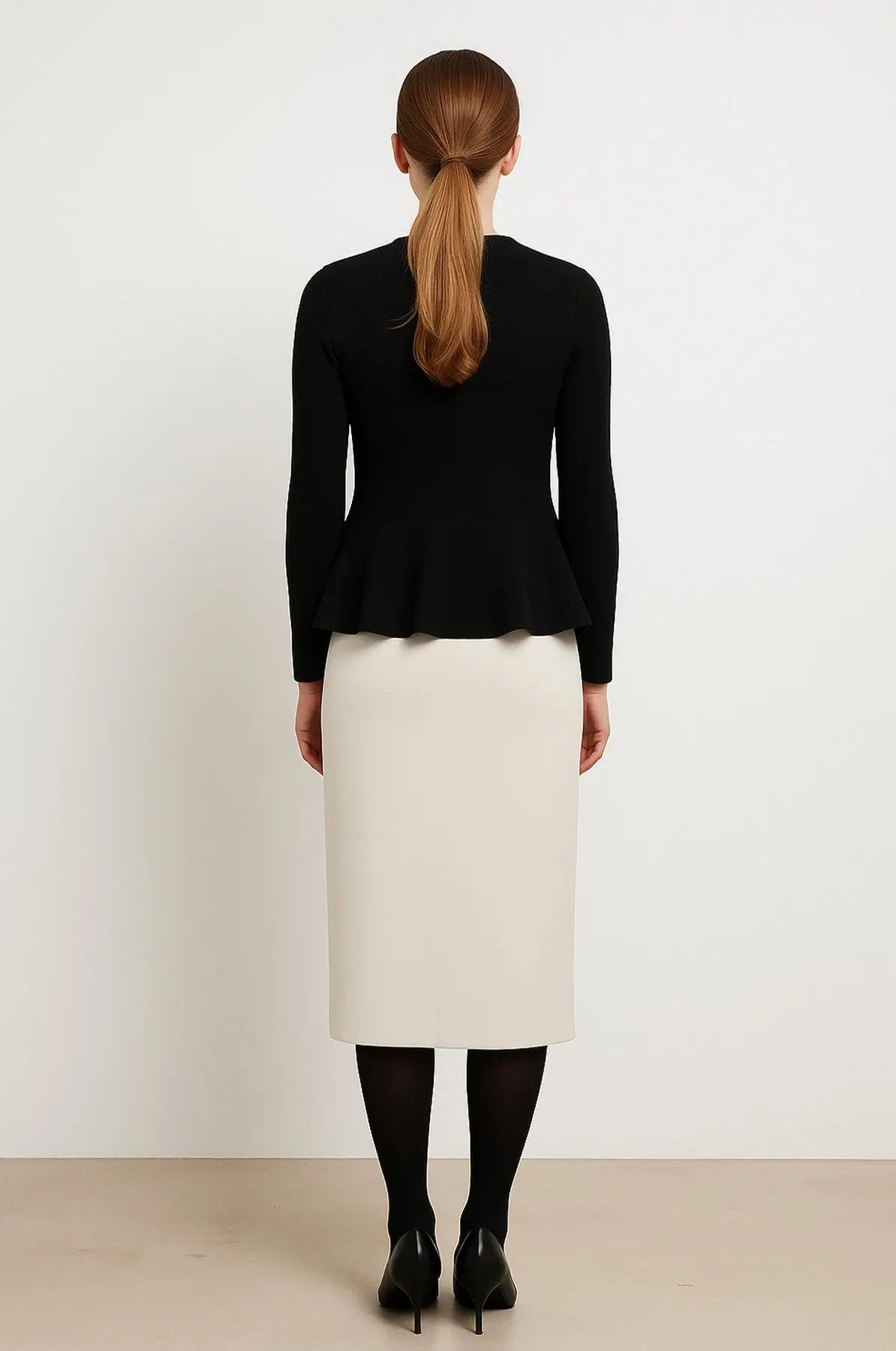 Ekru Midi Boy Triko Etek - Mısırlı 1951