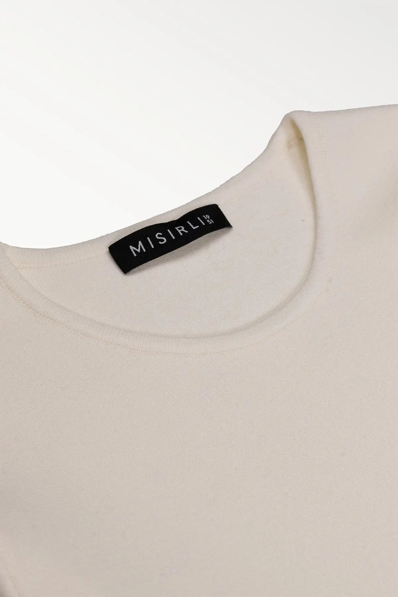 Ekru Peplum Triko Kadın Kazak  Mısırlı 1951