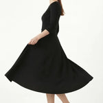 Siyah Kemer Detaylı Midi Elbise  Mısırlı 1951