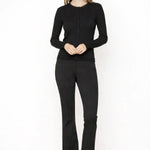 Siyah Geniş Paça Crop Kadın Pantolon - Mısırlı 1951