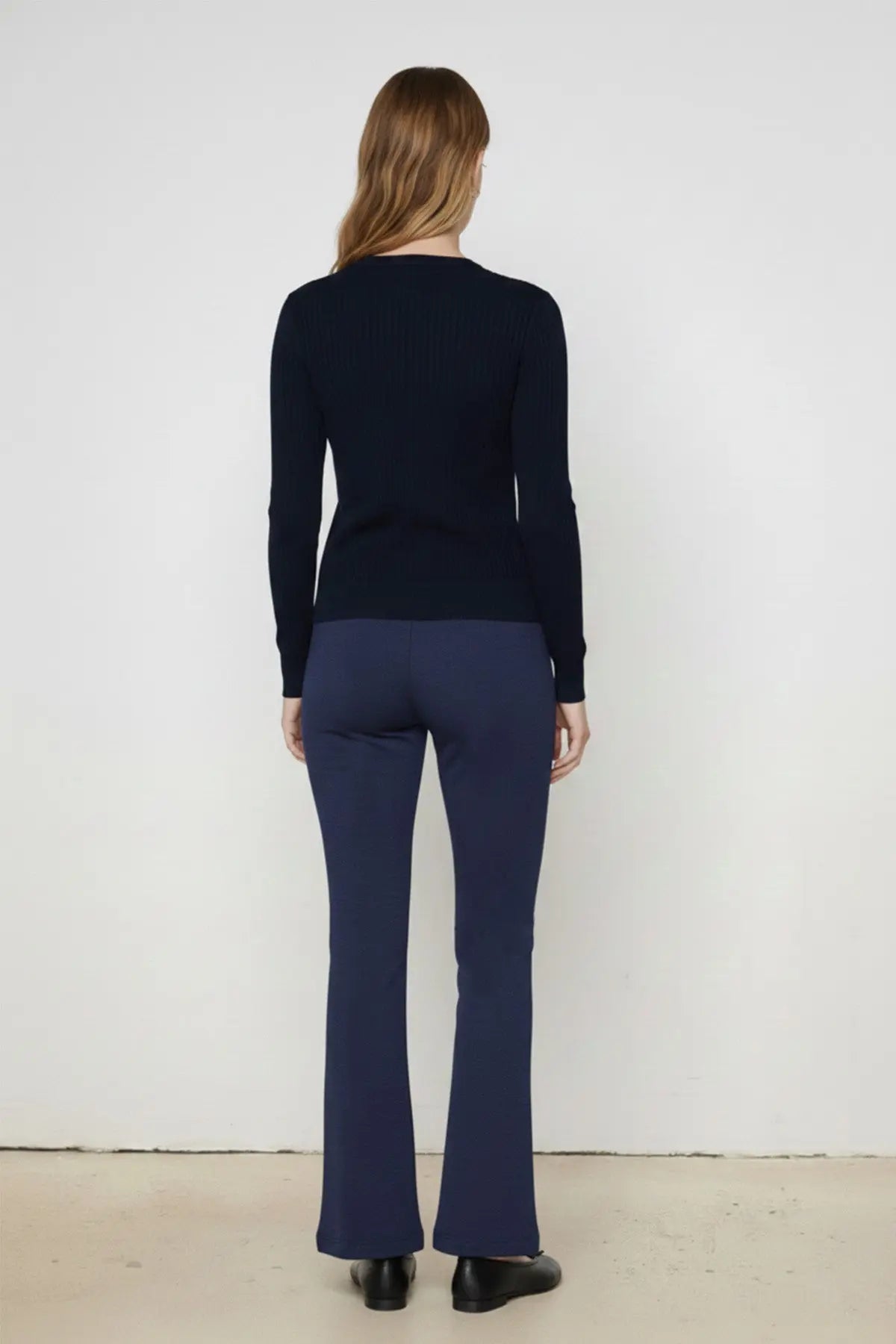 Lacivert Geniş Paça Crop Kadın Pantolon  Mısırlı 1951