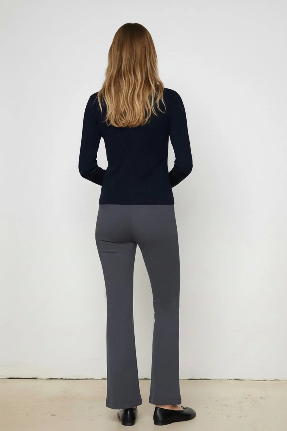 Koyu Gri Geniş Paça Crop Kadın Pantolon  Mısırlı 1951