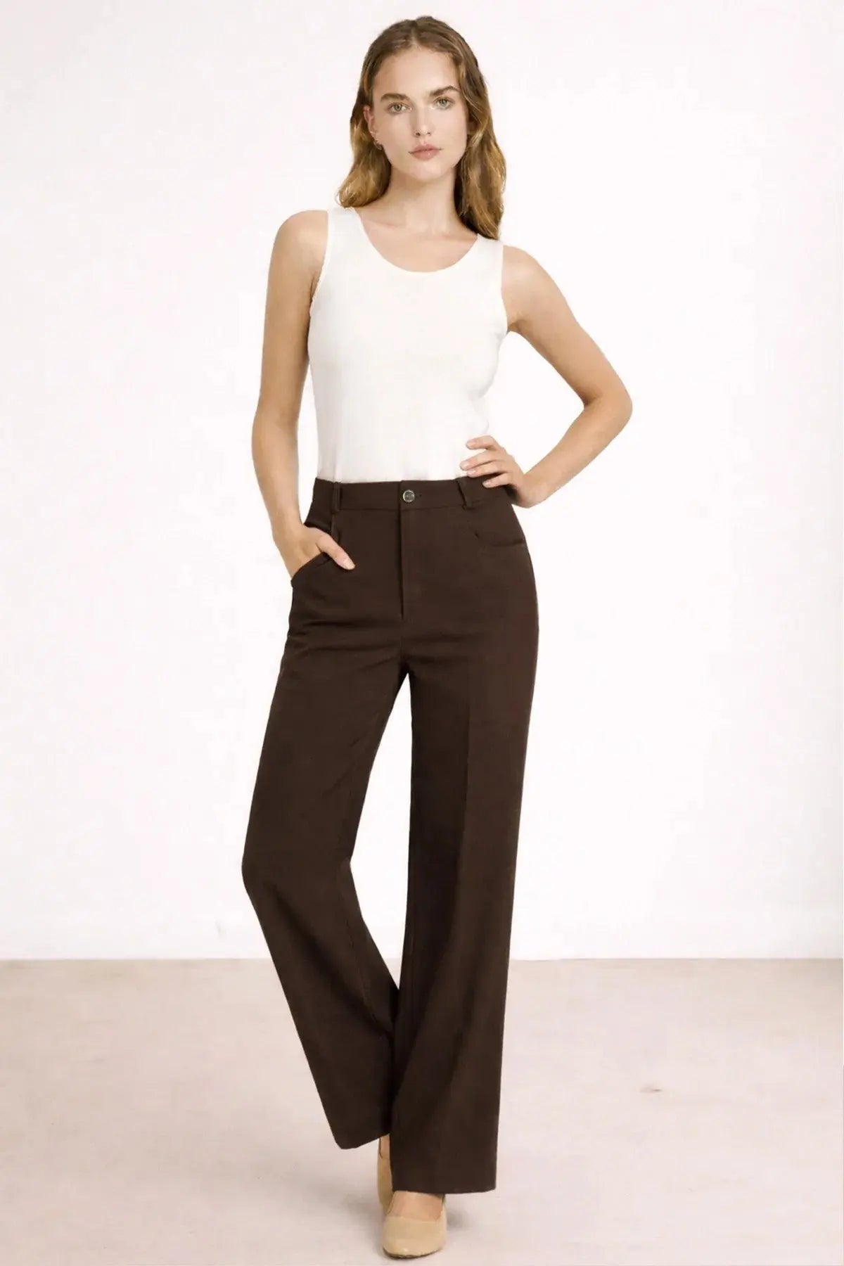 Acı Kahve Fermuarlı Kadın Pantolon - Mısırlı 1951