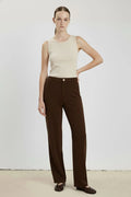 Acı Kahve Fermuarlı Kadın Pantolon