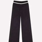 Siyah Ekru Biyeli Bol Paça Kadın Pantolon  Mısırlı 1951