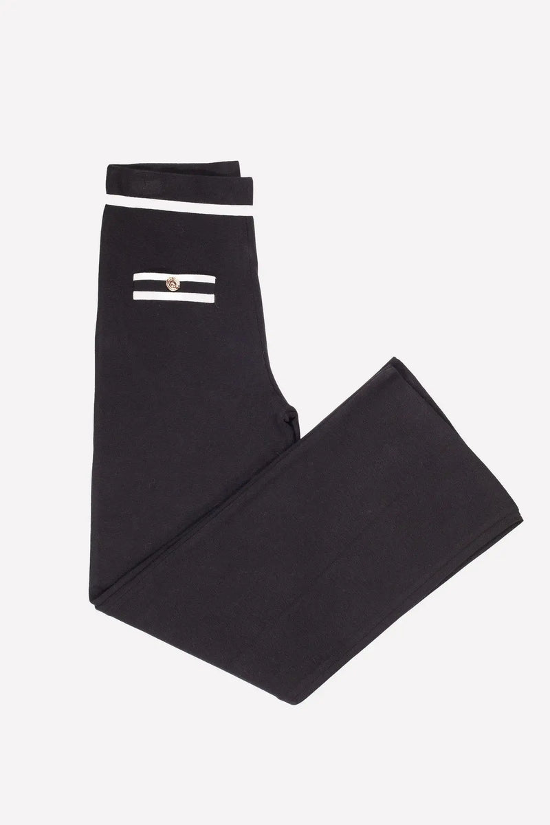 Siyah Ekru Biyeli Bol Paça Kadın Pantolon  Mısırlı 1951