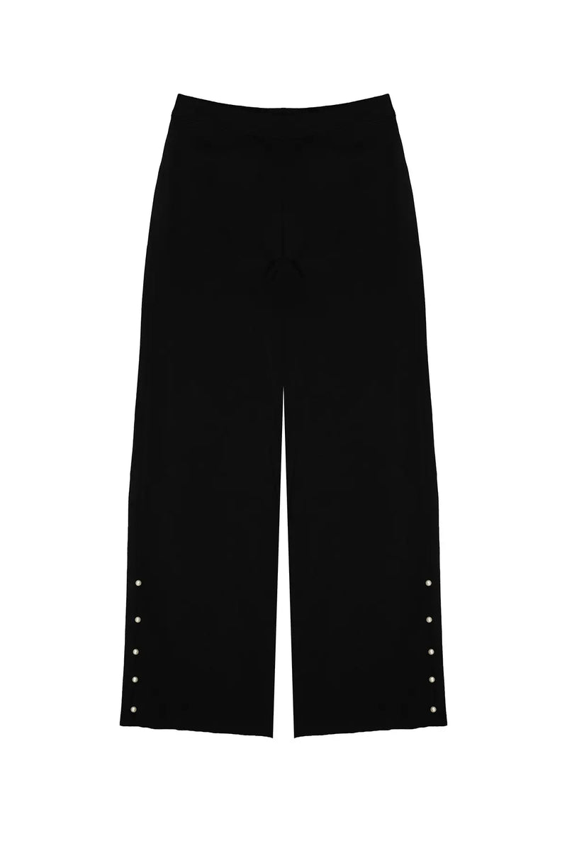 Siyah Paçası İnci Detaylı Kadın Pantolon  Mısırlı 1951