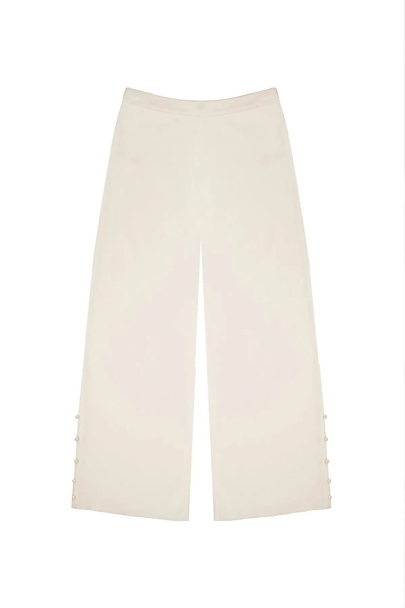 Ekru Paçası İnci Detaylı Kadın Pantolon  Mısırlı 1951