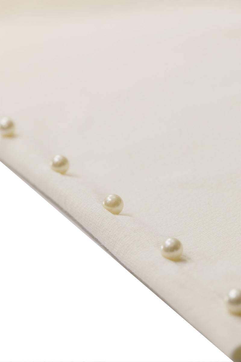 Ekru Paçası İnci Detaylı Kadın Pantolon