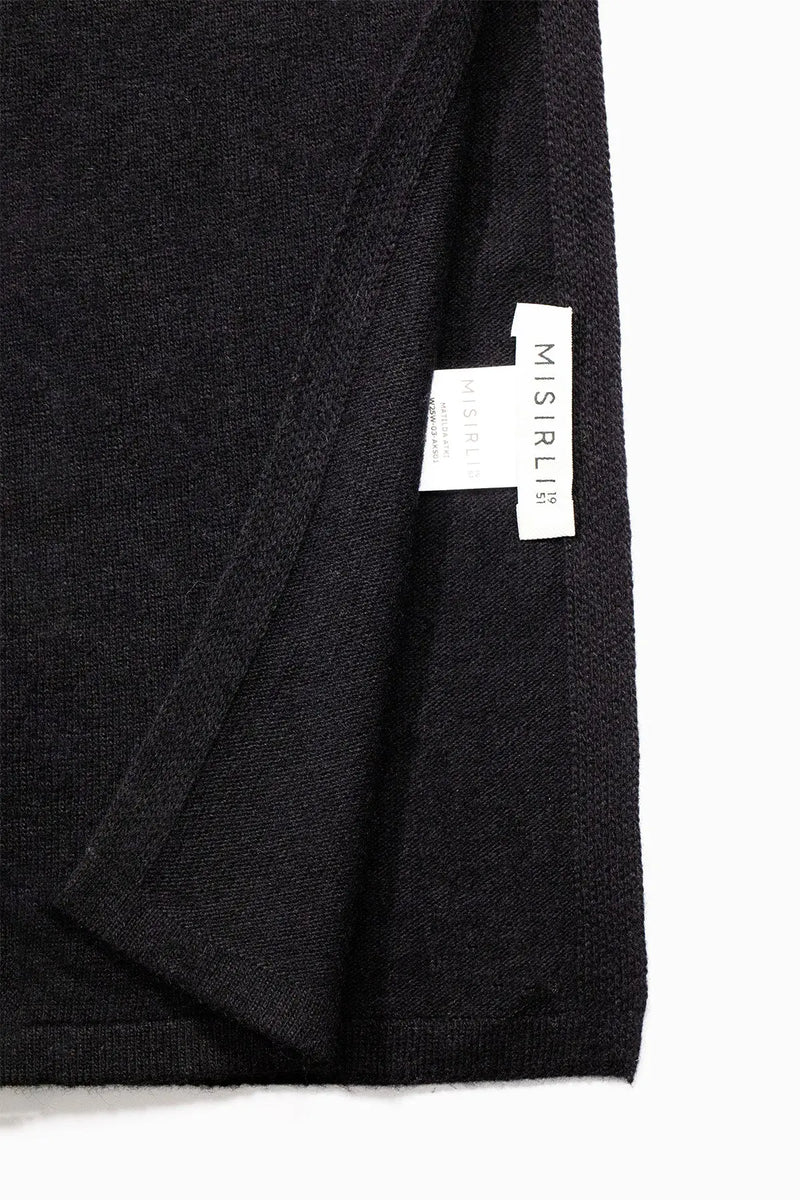 Siyah Kaşmir ve Yün Karışımlı Atkı  Mısırlı 1951