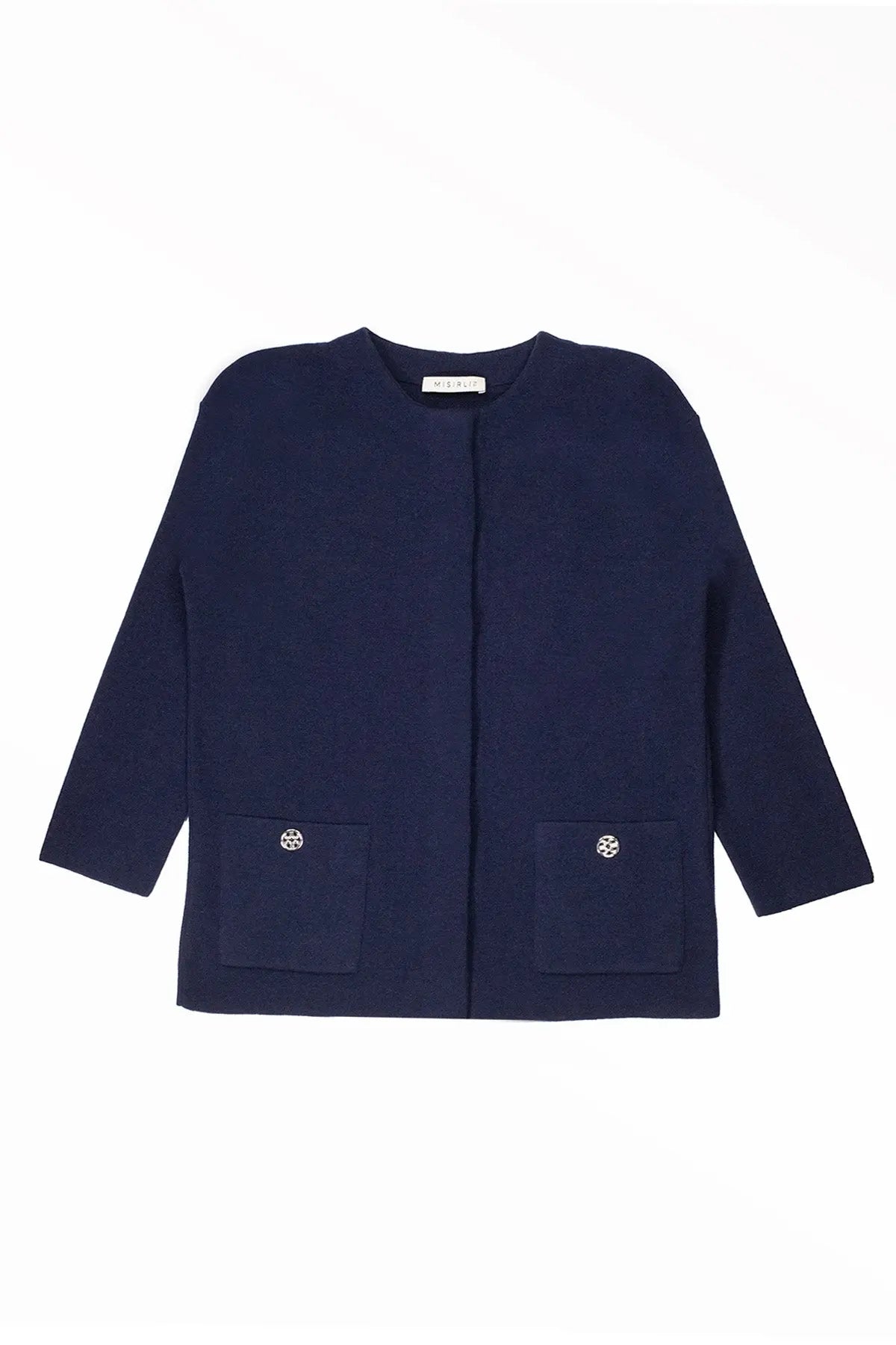 Lacivert Cepleri Düğmeli Kadın Ceket  Mısırlı 1951