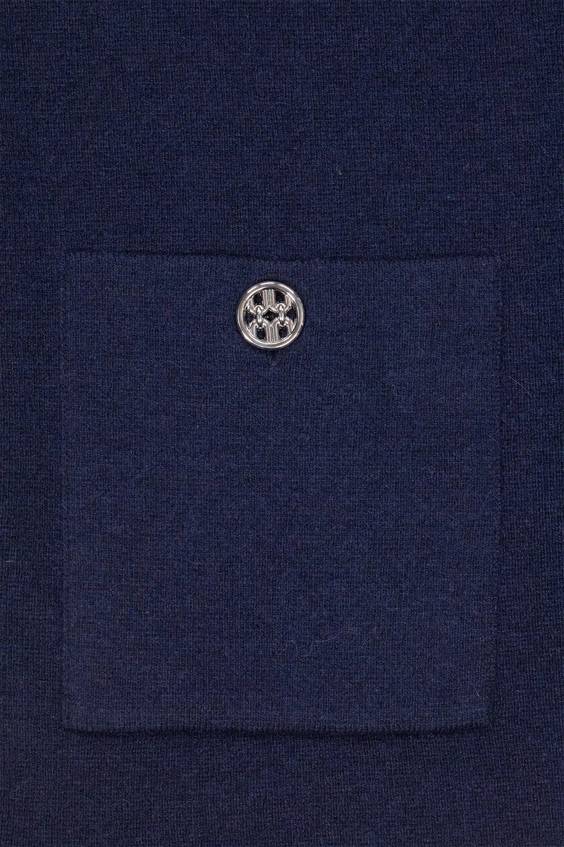 Lacivert Cepleri Düğmeli Kadın Ceket