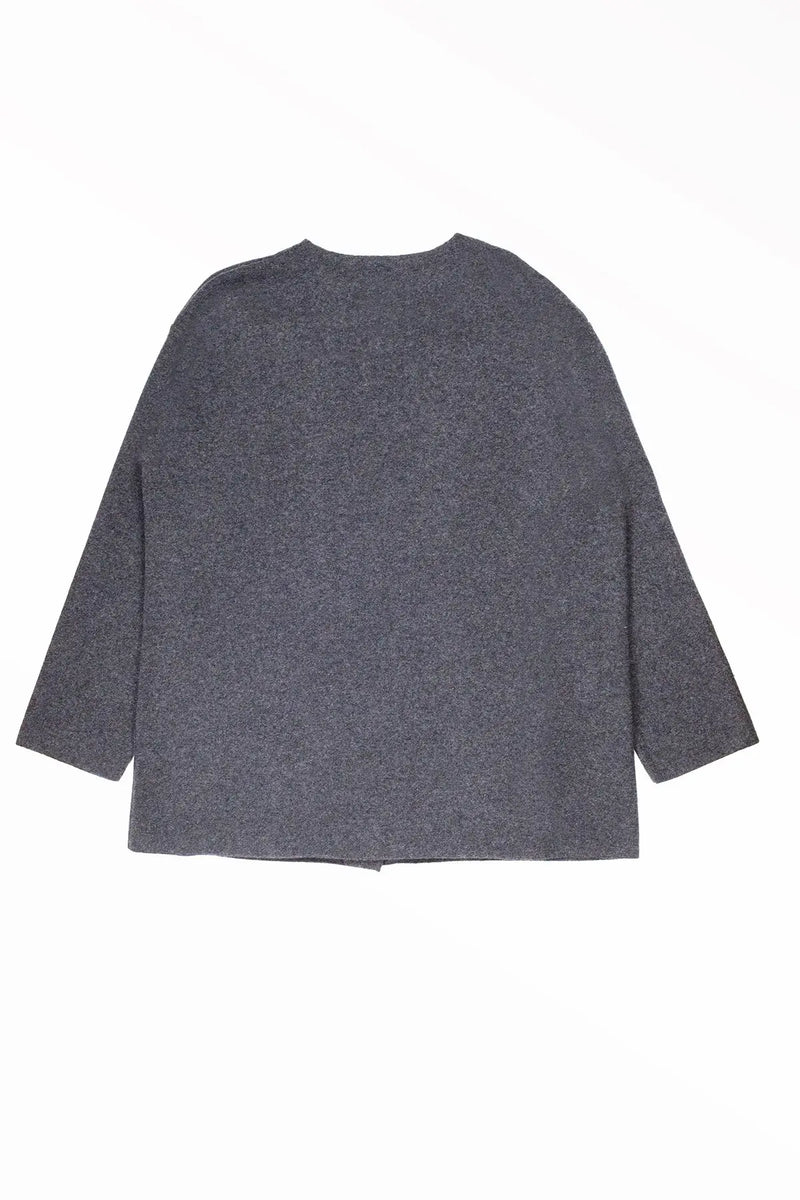 Koyu Gri Cepleri Düğmeli Kadın Ceket  Mısırlı 1951