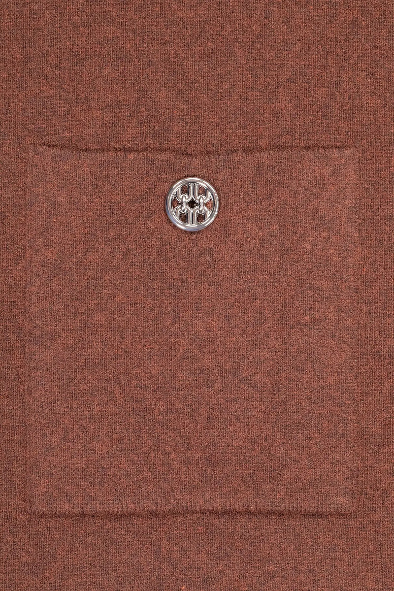 Kahverengi Cepleri Düğmeli Kadın Ceket