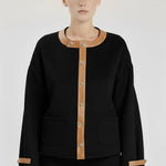 Siyah Amber Deri Detaylı Kadın Ceket  Mısırlı 1951