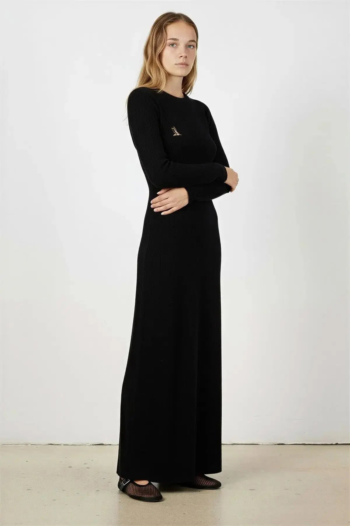 Siyah Selanik Örgü Uzun Elbise  Mısırlı 1951