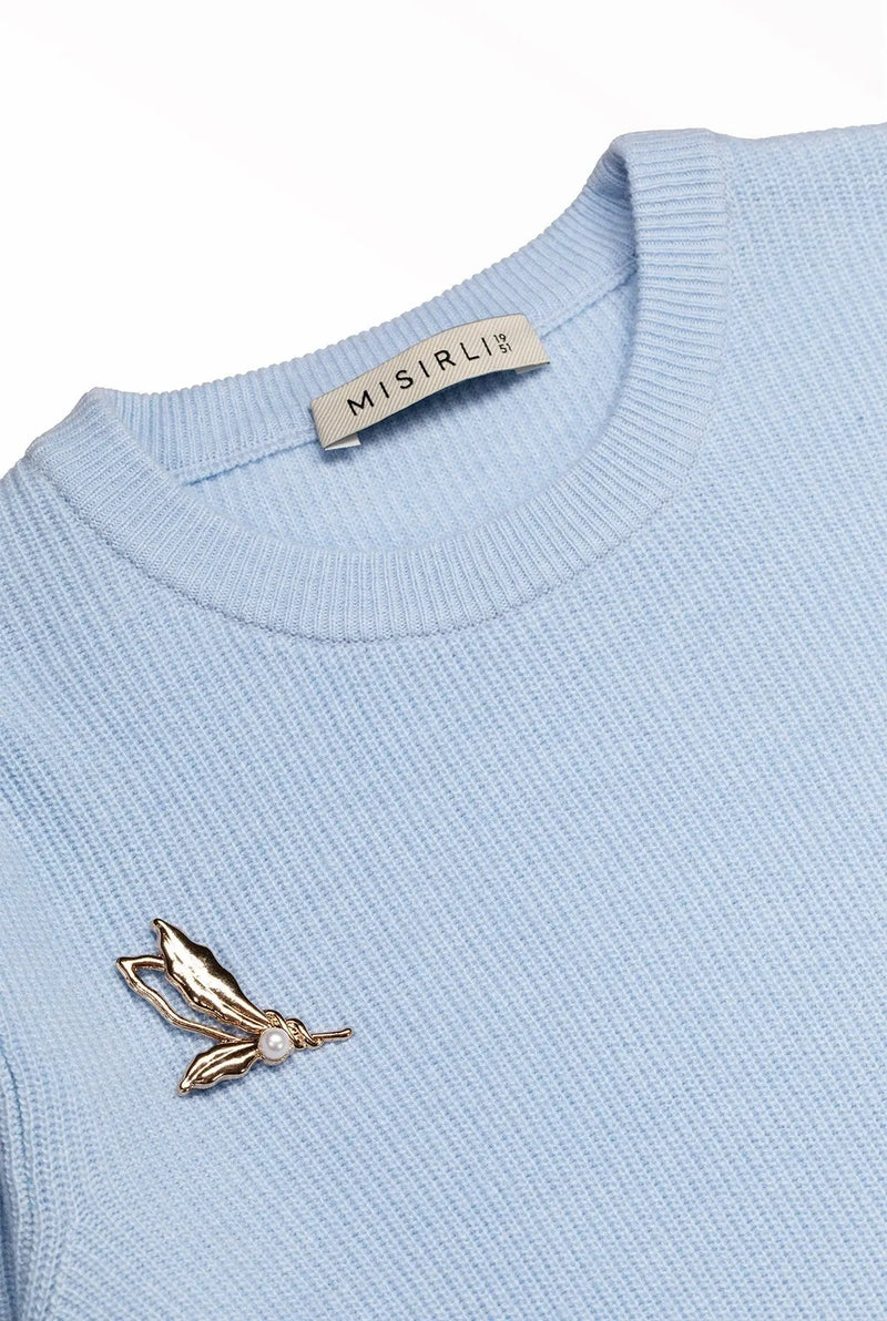 Bebe Mavi Selanik Örgü Uzun Elbise  Mısırlı 1951