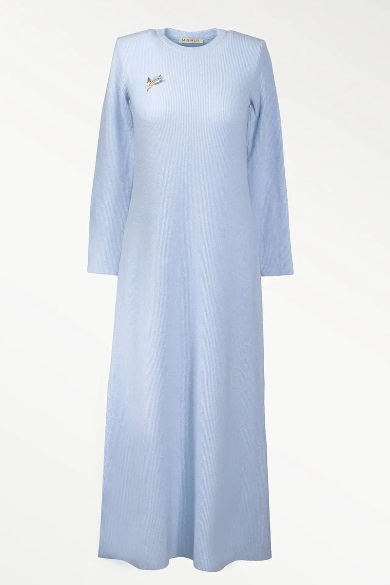 Bebe Mavi Selanik Örgü Uzun Elbise  Mısırlı 1951