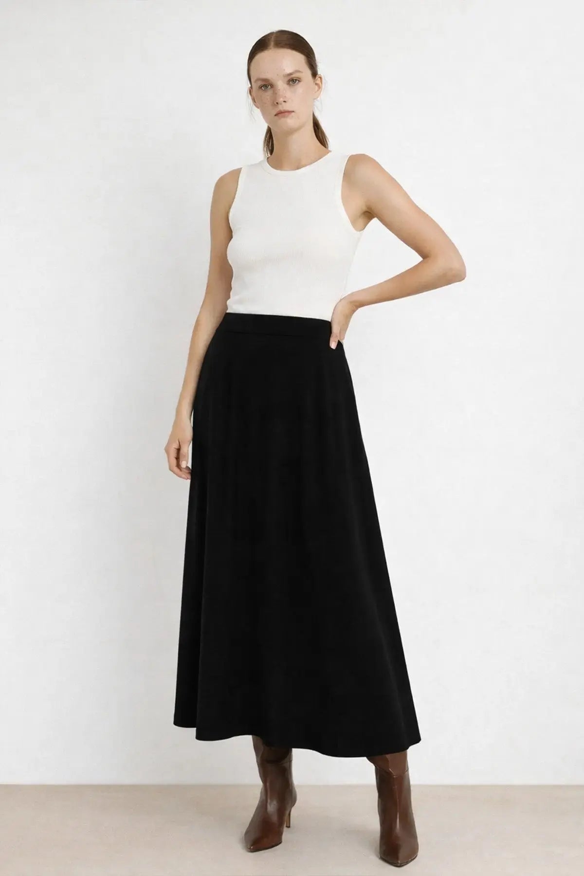 Siyah A Kesim Triko Uzun Etek - Mısırlı 1951