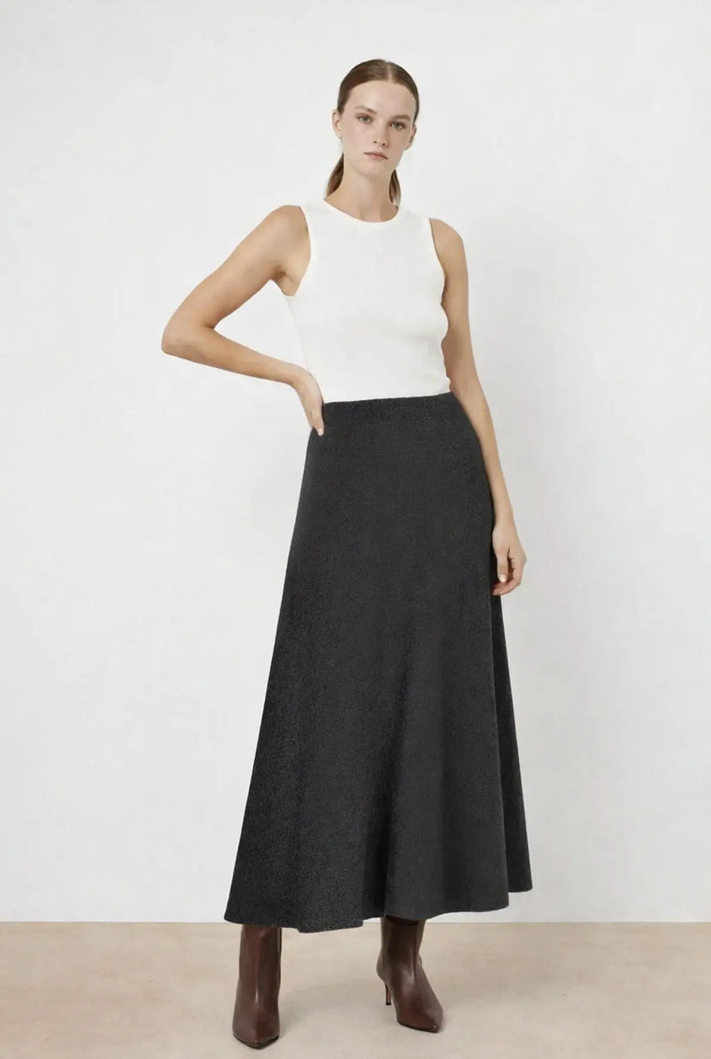 Koyu Gri A Kesim Triko Uzun Etek  Mısırlı 1951