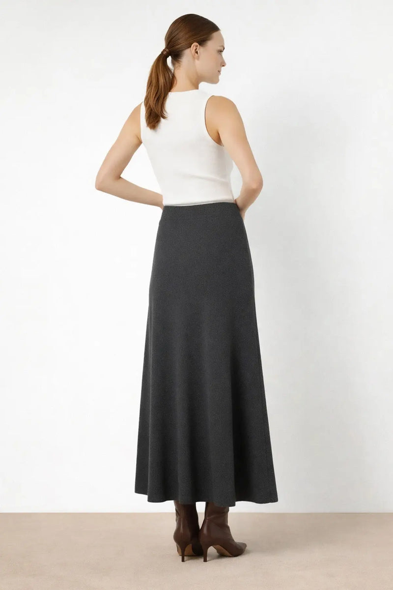 Koyu Gri A Kesim Triko Uzun Etek  Mısırlı 1951