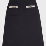 Siyah Cepleri Taş İşlemeli Midi Etek  Mısırlı 1951