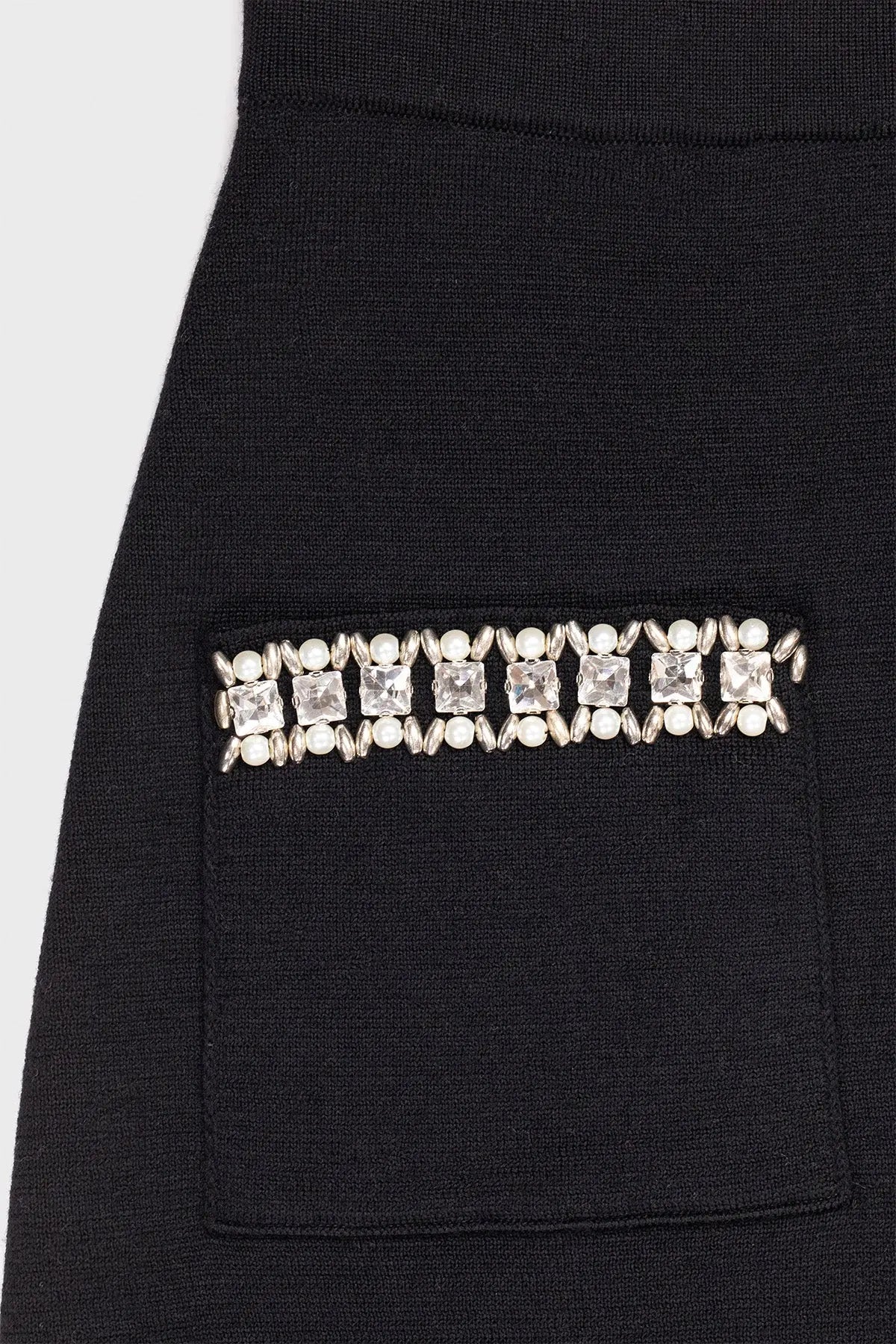 Siyah Cepleri Taş İşlemeli Midi Etek  Mısırlı 1951