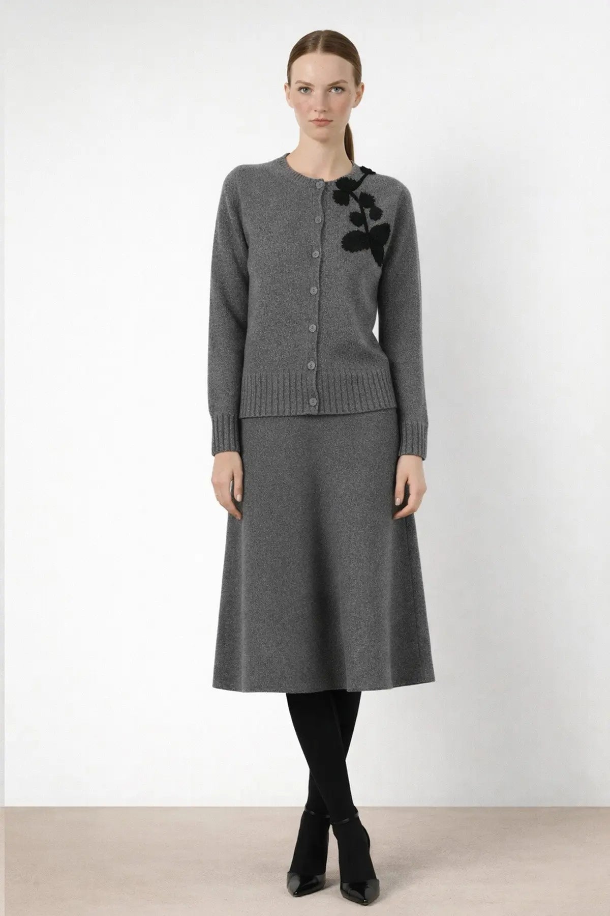 Gri Kırçıllı Midi Boy Etek - Mısırlı 1951