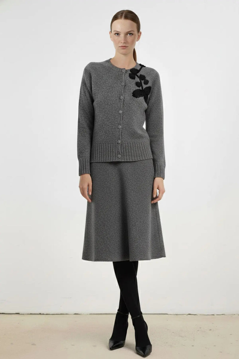 Gri Kırçıllı Midi Boy Etek  Mısırlı 1951