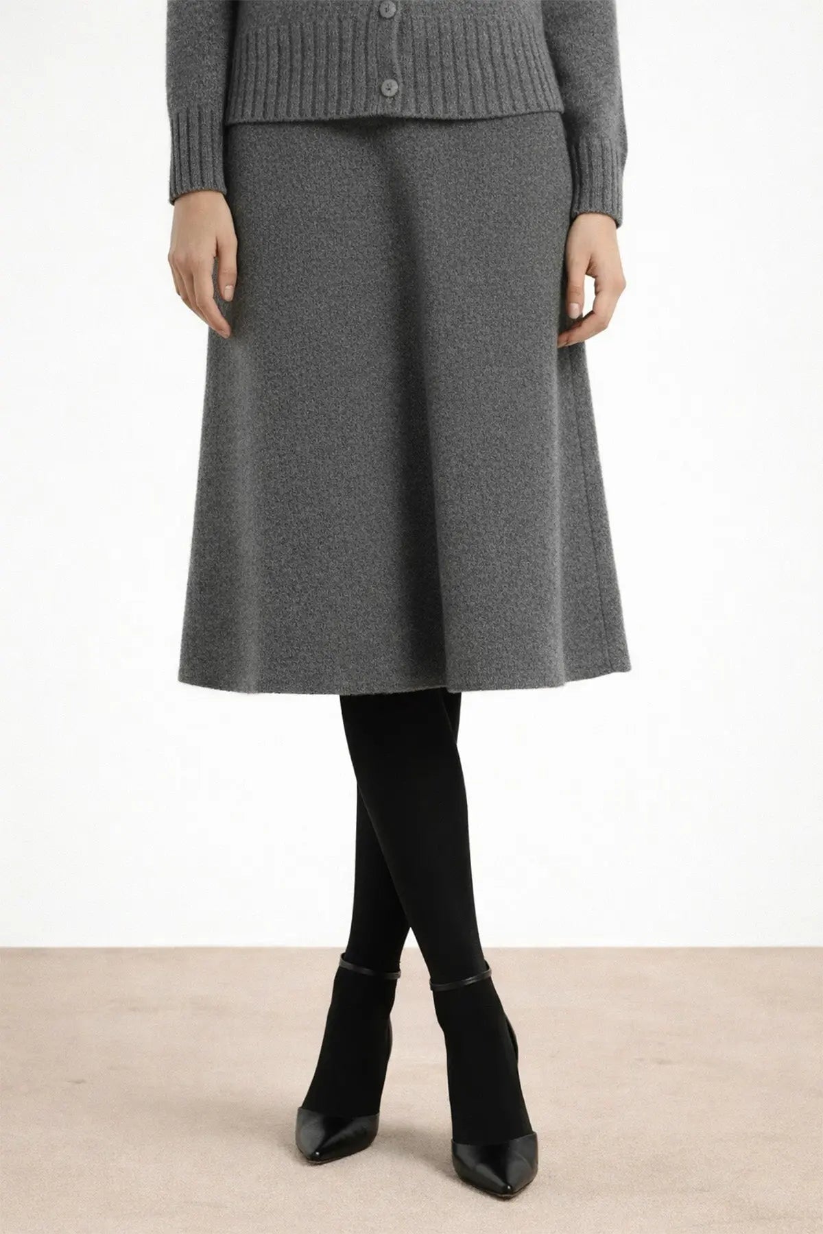 Gri Kırçıllı Midi Boy Etek - Mısırlı 1951