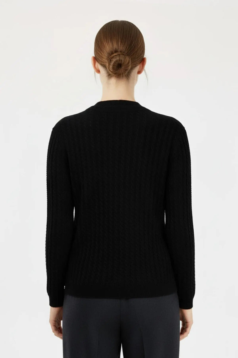 Siyah Örgü Desenli Kadın Hırka  Mısırlı 1951