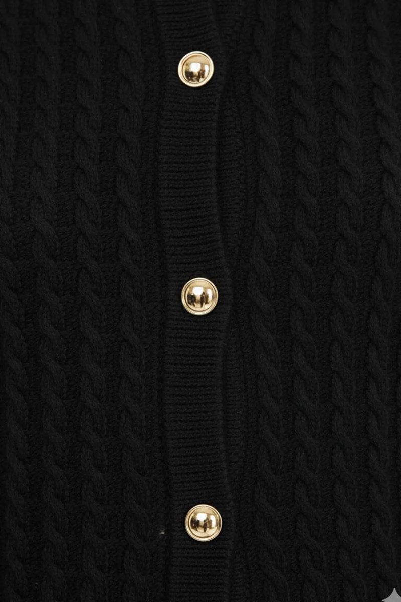 Siyah Örgü Desenli Kadın Hırka