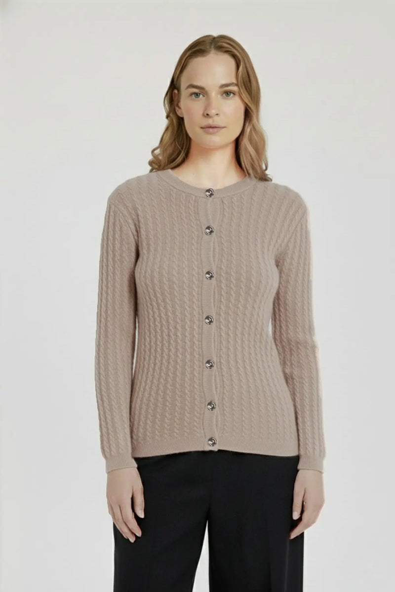 Camel Örgü Desenli Kadın Hırka  Mısırlı 1951