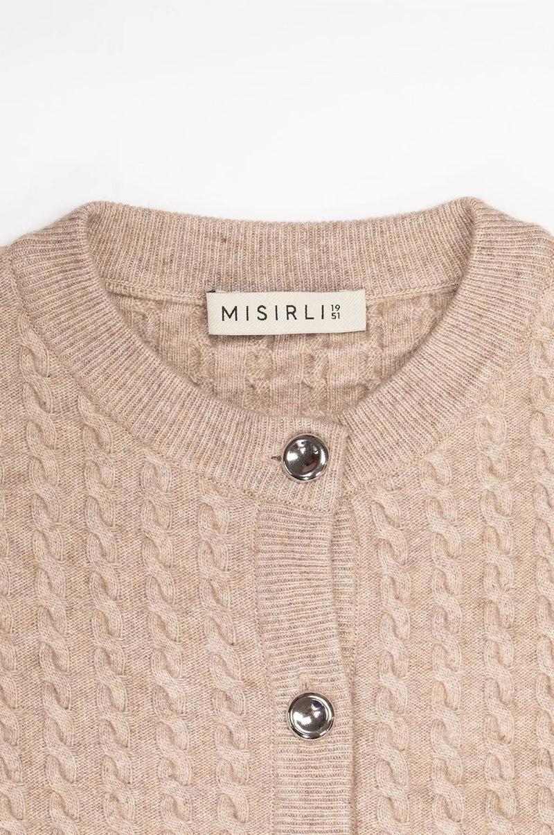 Camel Örgü Desenli Kadın Hırka  Mısırlı 1951