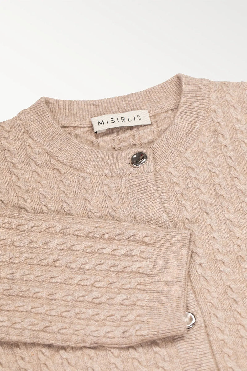 Camel Örgü Desenli Kadın Hırka  Mısırlı 1951