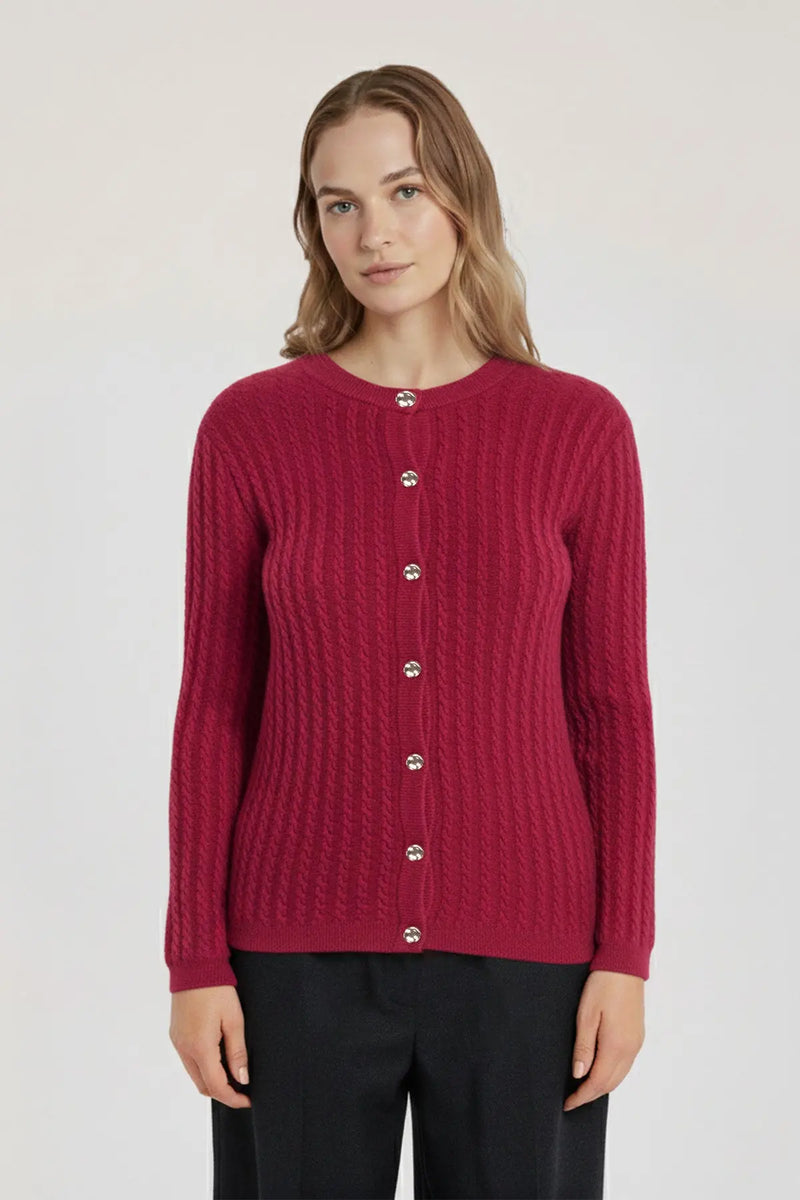 Mürdüm Örgü Desenli Kadın Hırka  Mısırlı 1951