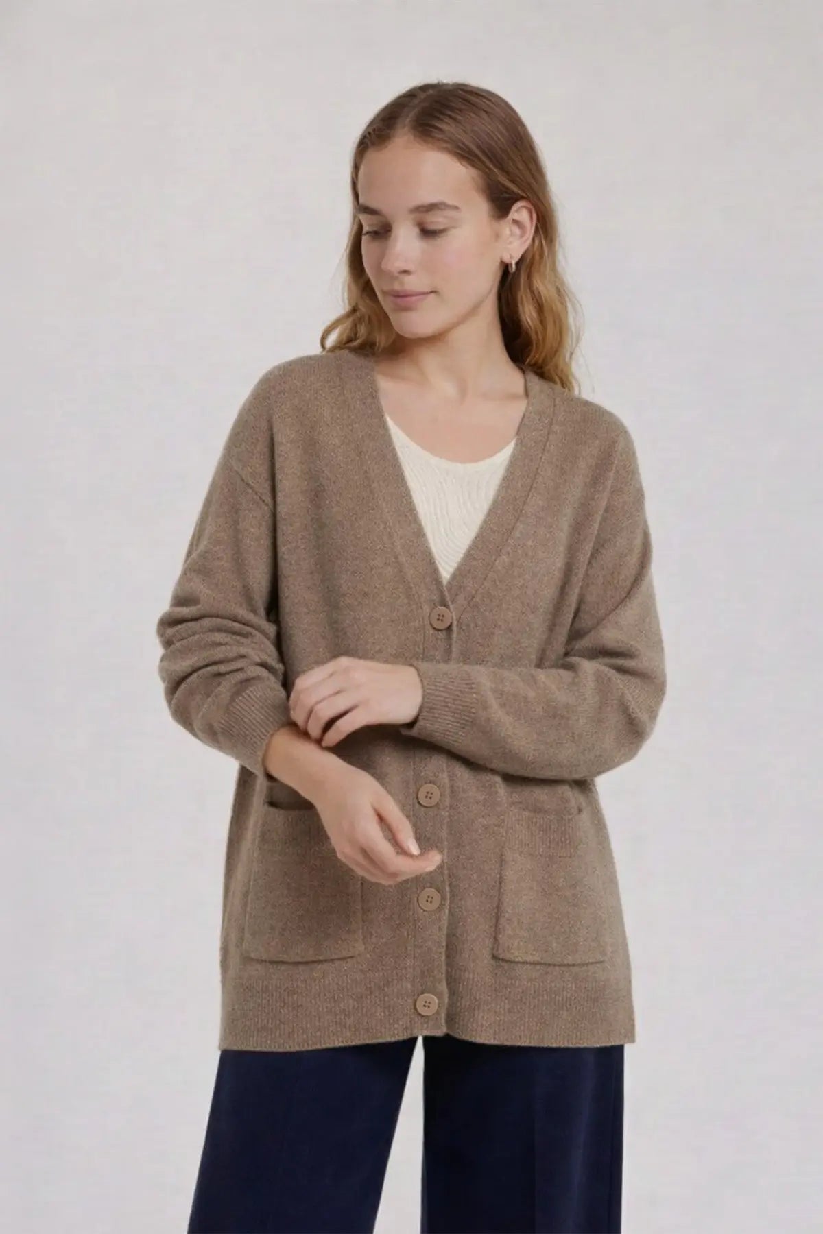 Camel Düğmeli Midi Kadın Hırka - Mısırlı 1951