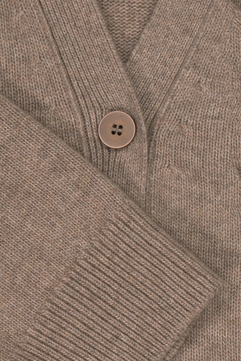 Camel Düğmeli Midi Kadın Hırka