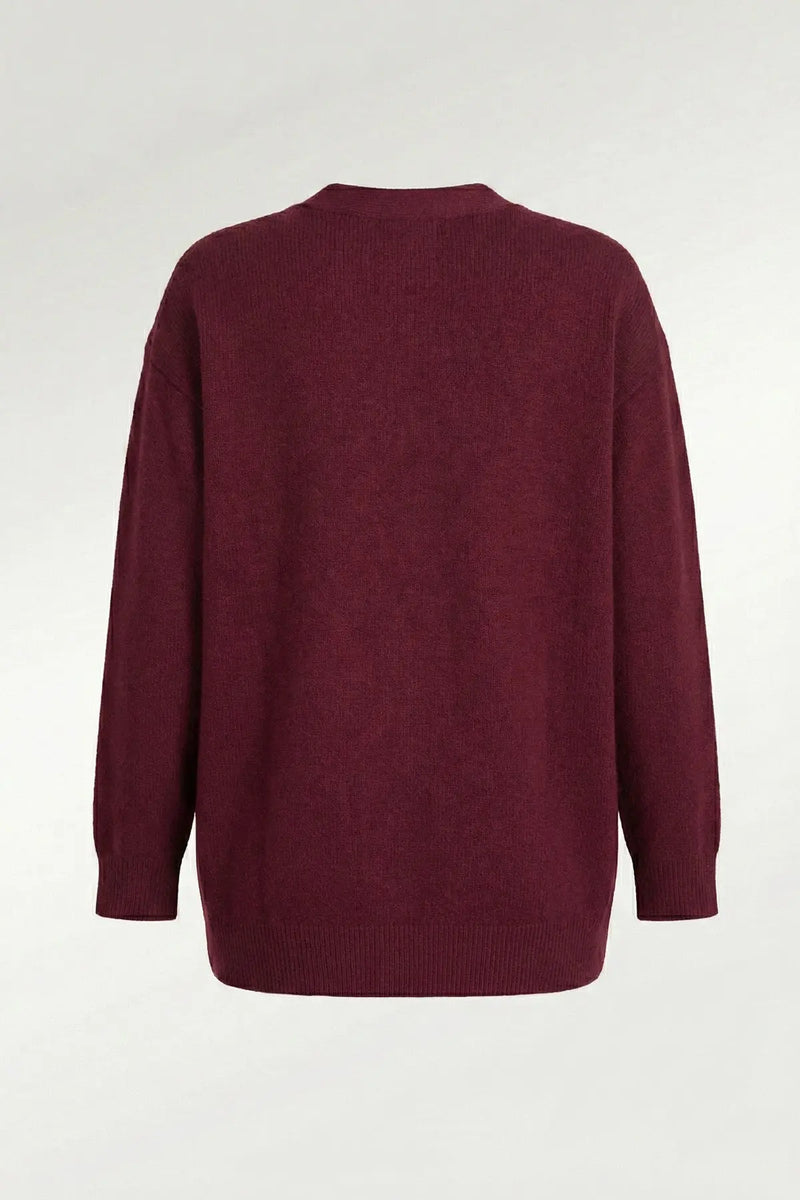 Mürdüm Düğmeli Midi Kadın Hırka