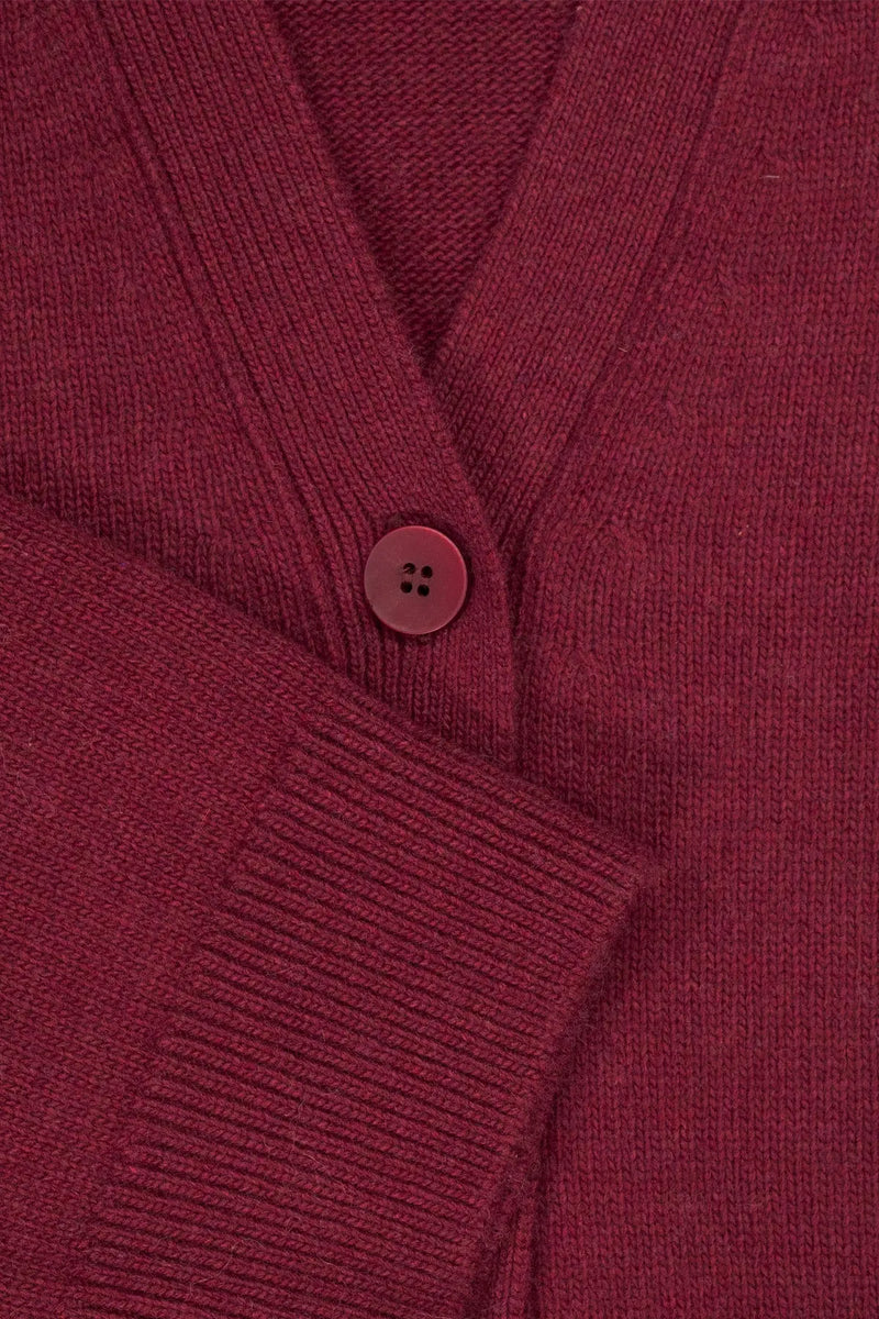 Mürdüm Düğmeli Midi Kadın Hırka