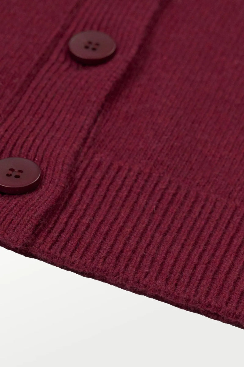 Mürdüm Düğmeli Midi Kadın Hırka