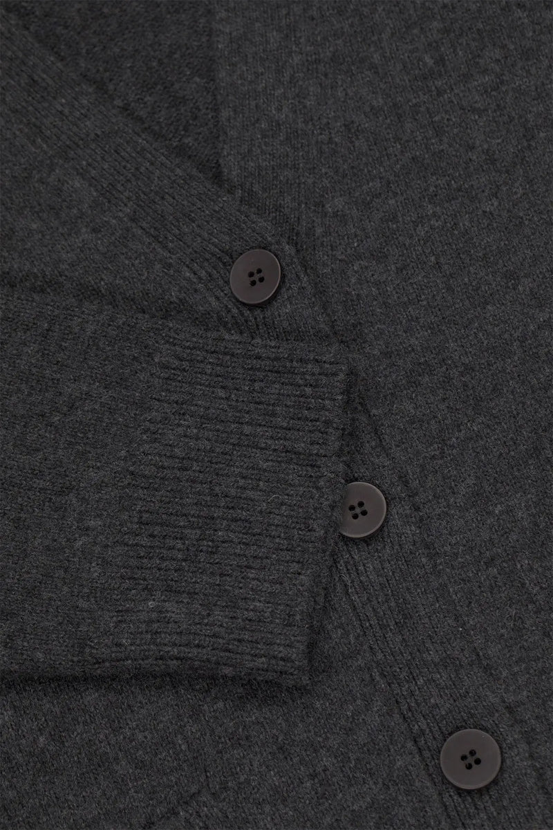 Koyu Gri Düğmeli Midi Kadın Hırka  Mısırlı 1951