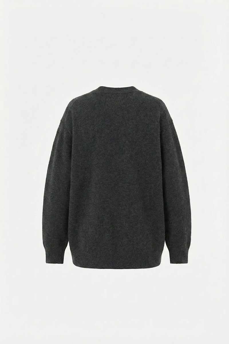 Koyu Gri Düğmeli Midi Kadın Hırka