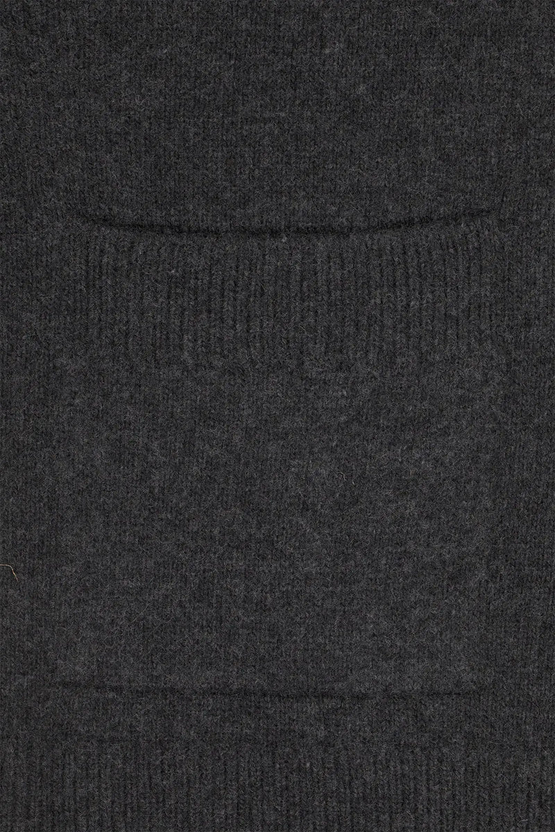 Koyu Gri Düğmeli Midi Kadın Hırka