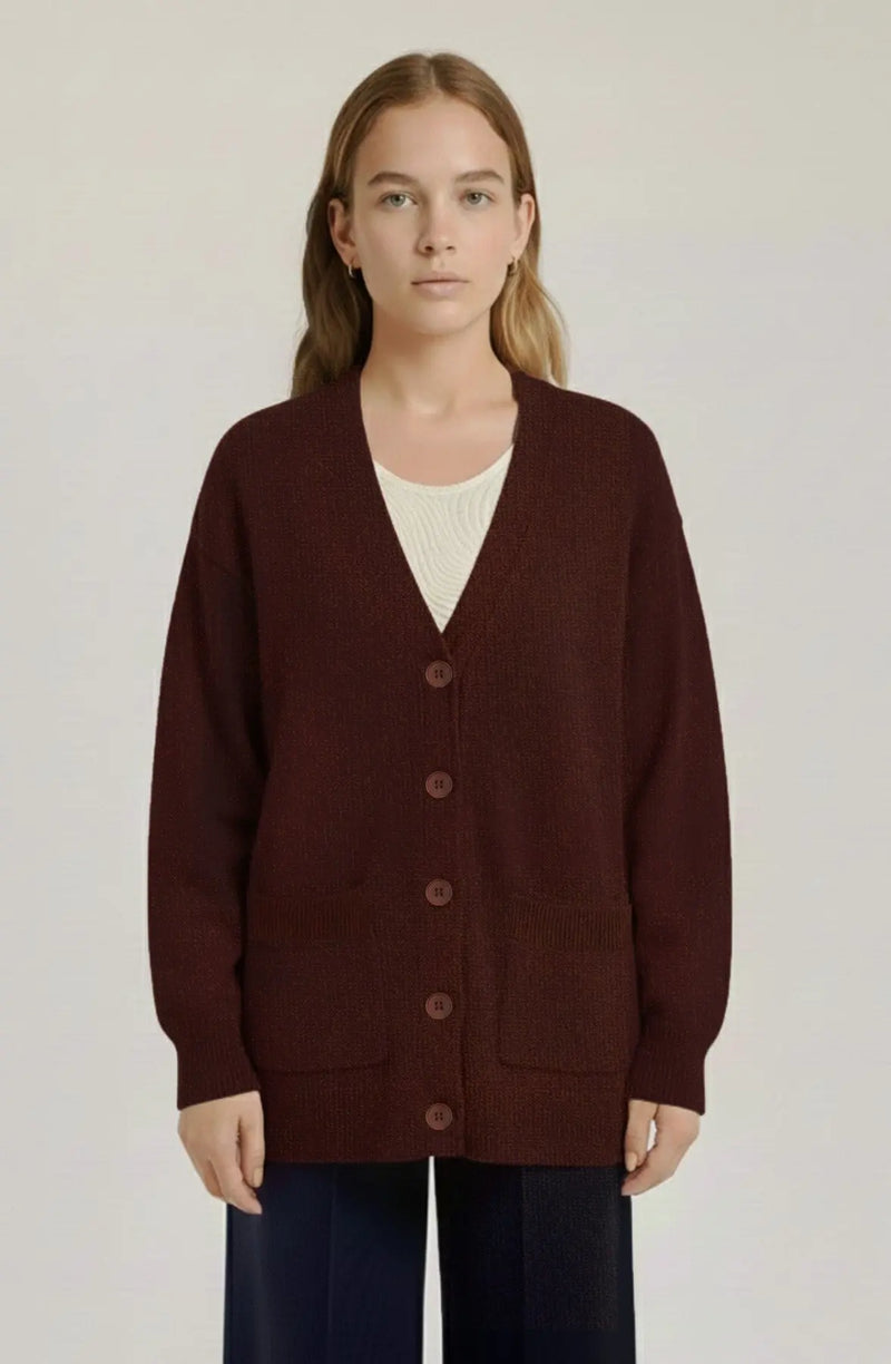 Kahverengi Düğmeli Midi Kadın Hırka  Mısırlı 1951